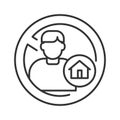 Homeless black line icon. Social problem concept. Editable stroke