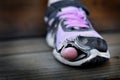 Homeless Child Wearing Old Worn Out Shoes with Holes in them Toes Sticking Out Royalty Free Stock Photo