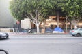 Homeless community on the sidewalk in Downtown Los Angeles near Hollywood