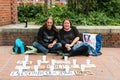 Homeless couple is asking for support Royalty Free Stock Photo