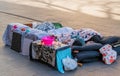 Homeless couple sleeping on the street Royalty Free Stock Photo