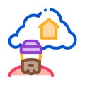 Homeless dreaming about home icon vector outline illustration Royalty Free Stock Photo