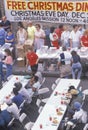 Homeless eating Christmas dinners, Los Angeles, California