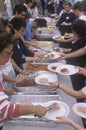 Homeless eating Christmas dinners, Los Angeles, California