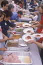 Homeless eating Christmas dinners, Los Angeles, California