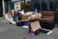 Homeless Encampment along a Sidewalk in Manhattan of New York City Royalty Free Stock Photo