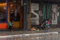 Homeless family at Augusta Street, in Sao Paulo, Brazil