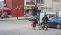 Homeless family with bike