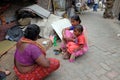 Homeless family living on the streets of Kolkata