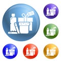 Homeless food help icons set vector