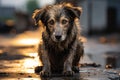 Homeless and forlorn a sad dog abandoned on the streets