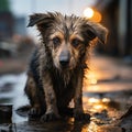 Homeless and forlorn a sad dog abandoned on the streets