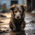 Homeless and forlorn a sad dog abandoned on the streets