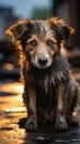 Homeless and forlorn a sad dog abandoned on the streets