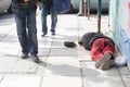 Homeless in Greece face continuing financial crisis. Royalty Free Stock Photo