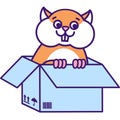 Homeless Guinea Pig in Cardboard Box Illustration