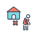 Color illustration icon for Homeless, vagabond and hobo