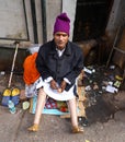 Homeless Indian senior handicapped beggar