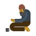 Homeless isolated. Beggars, Poor. hobo Vector illustration