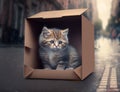 Homeless kitten animal adoption sad stray cat box