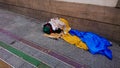 Homeless Life. Sleeping On The Cold Winter City Streets Royalty Free Stock Photo