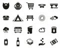 Homeless Lifestyle & Culture Icons Black & White Set Big Royalty Free Stock Photo