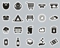 Homeless Lifestyle & Culture Icons Black & White Sticker Set Big Royalty Free Stock Photo