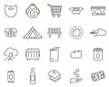 Homeless Lifestyle & Culture Icons Black & White Thin Line Set Big Royalty Free Stock Photo