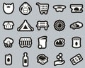 Homeless Lifestyle & Culture Icons White On Black Sticker Set Big Royalty Free Stock Photo