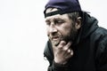 Sad homeless man in depression Royalty Free Stock Photo