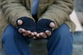 Homeless man asking for help Royalty Free Stock Photo