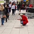 A homeless man begging in Rustaveli Avenue in Tbilisi, Georgia