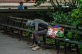 Homeless man in Central Park Royalty Free Stock Photo