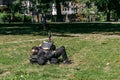 Homeless man in Central Park in New York Royalty Free Stock Photo