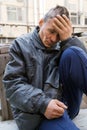 Homeless man in despair