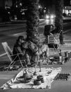 Homeless man and a dog in Miami south beach