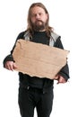 Homeless Man Holding Cardboard Sign Royalty Free Stock Photo