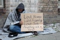 Homeless Man Asking Help On Street Royalty Free Stock Photo