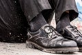 Homeless man shoes
