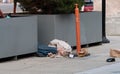 Feet of a homeless man sleeping Royalty Free Stock Photo