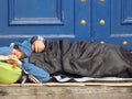 Homeless man sleeping