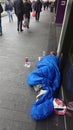 Homeless Man Sleeping On The Street. Birmingham UK
