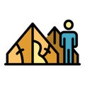 Homeless man tent icon color outline vector Royalty Free Stock Photo