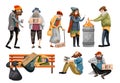 Homeless people cartoon. Unemployment people Royalty Free Stock Photo