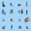 Homeless People Isometric Set