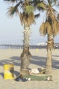 Homeless people sleeping at Venice Beach, Royalty Free Stock Photo