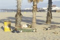 Homeless people sleeping at Venice Beach, California