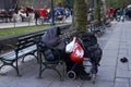 Homeless person in Central Park Royalty Free Stock Photo