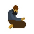 Homeless pixel art. Beggars 8 bit. digital Poor. hobo Vector Royalty Free Stock Photo