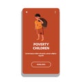 Homeless Poverty Children Social Problem Vector Illustration